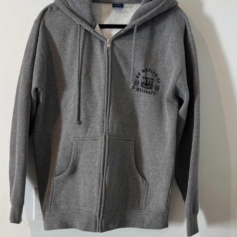Weedmaps Gray Zip-Up Hoodie